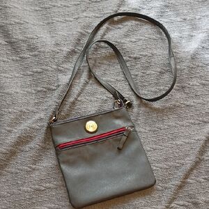 Tommy Hilfiger Gray Crossbody Bag with Red Zip Detail
